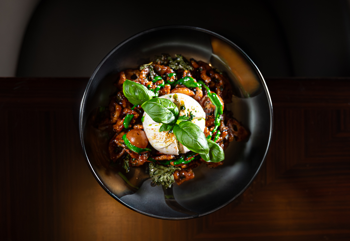 Crispy Lotus Stem Chaat with Burrata